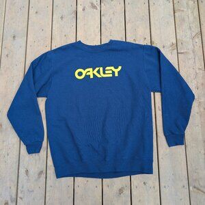 Oakley Custom Fit Crewneck Sweatshirt US L Blue with Yellow Logo